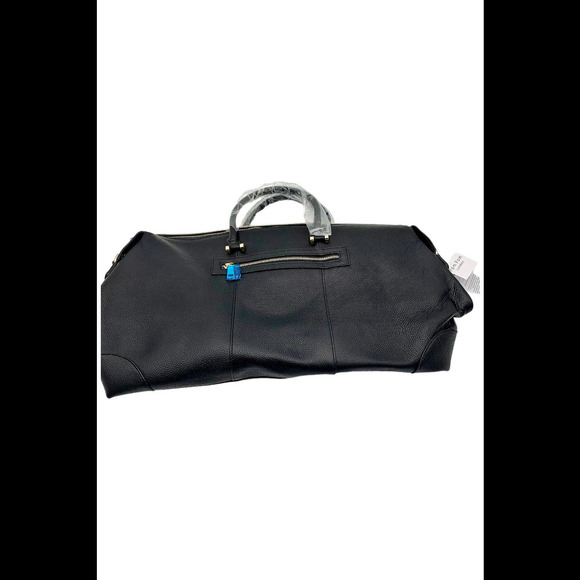 Pom Pom London Leather Weekend Bag with Multi-Straps Black - Picture 2 of 4